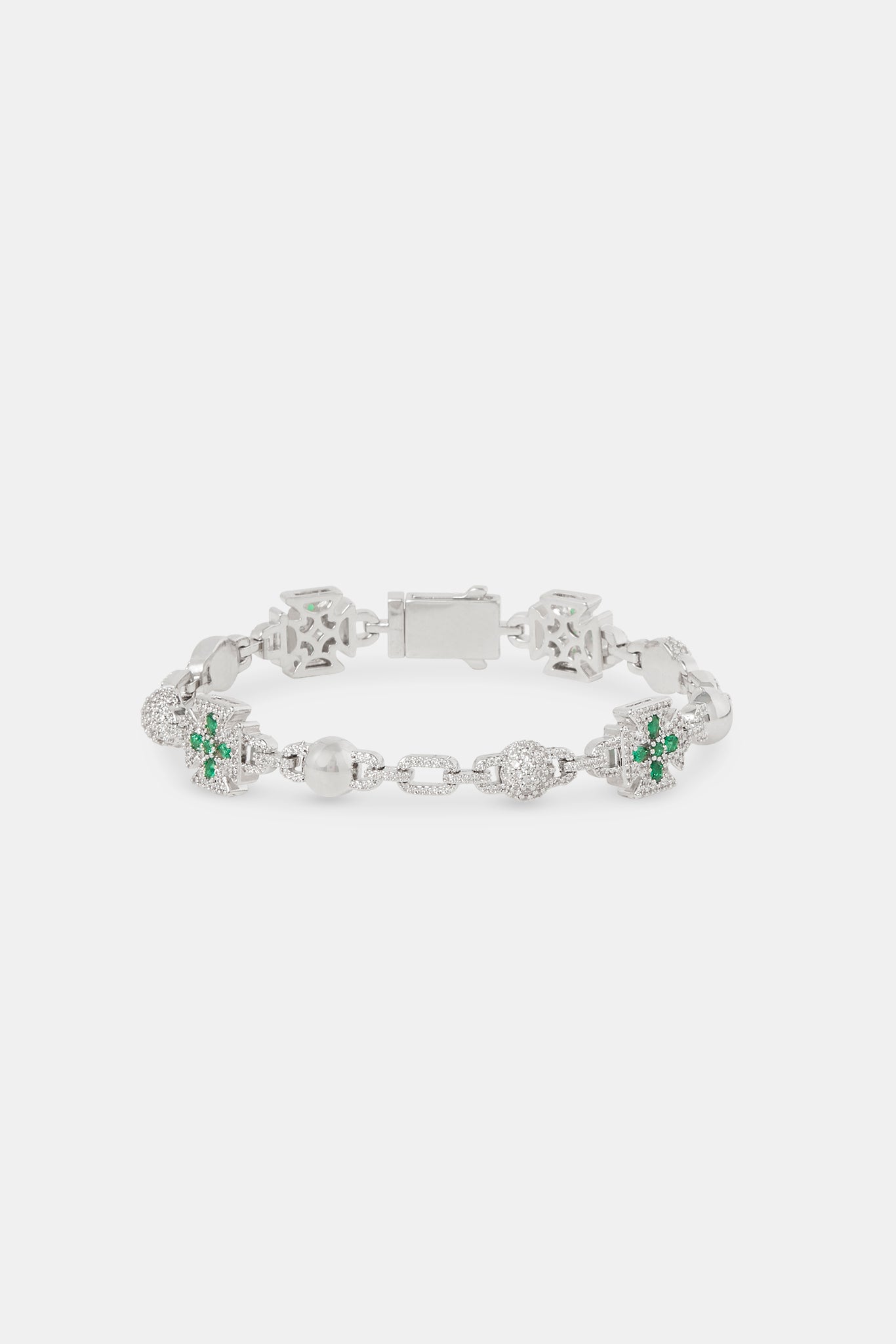Poliertes und vereistes Gliederarmband mit grünem Motiv – 10 mm